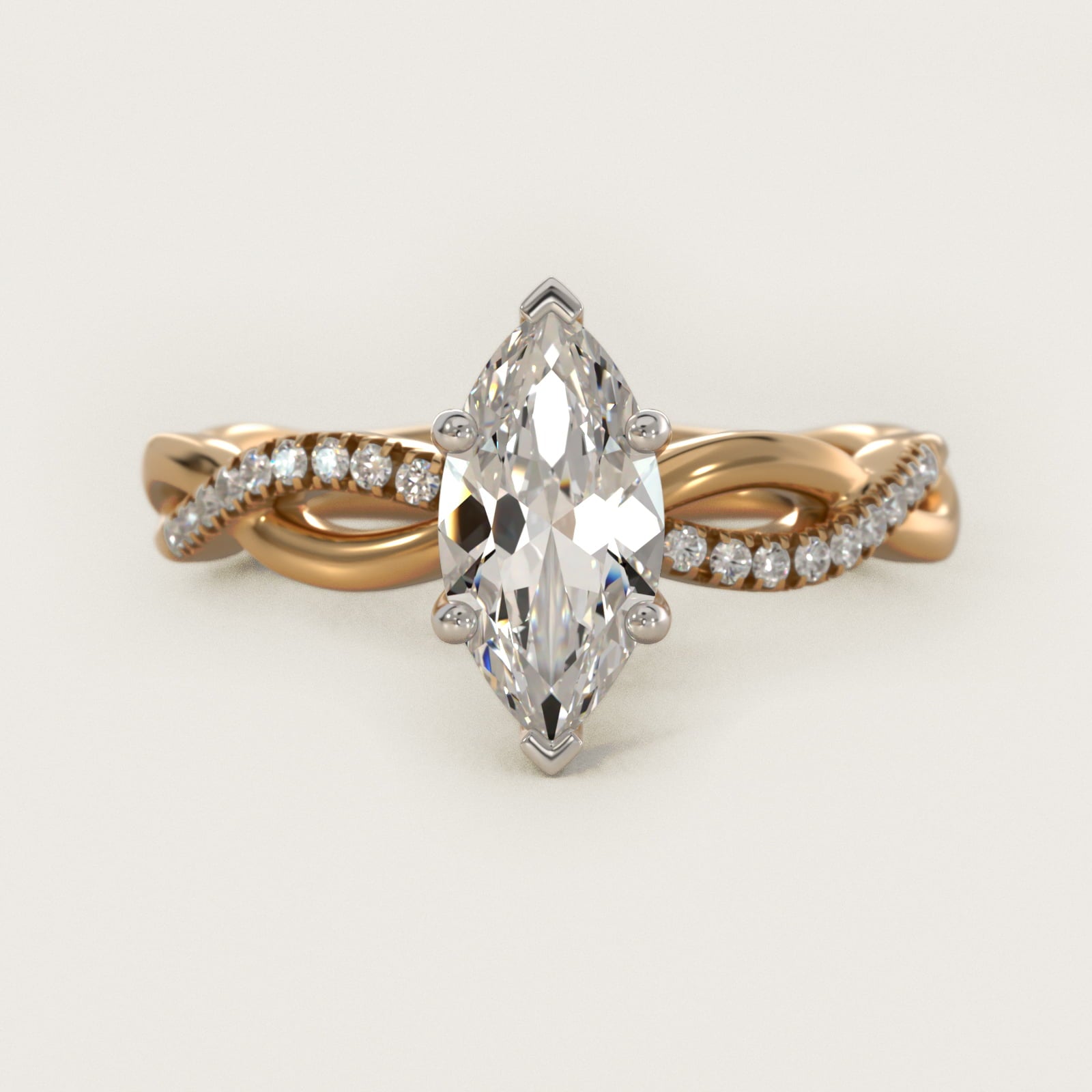 Solo Infinity Diamond PavŽ Engagement Ring In 14K Yellow Gold By James Allen - Marquise Center