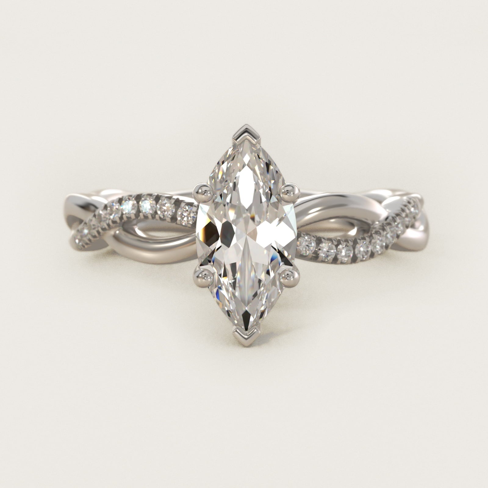 Solo Infinity Diamond PavŽ Engagement Ring In Platinum By James Allen - Marquise Center