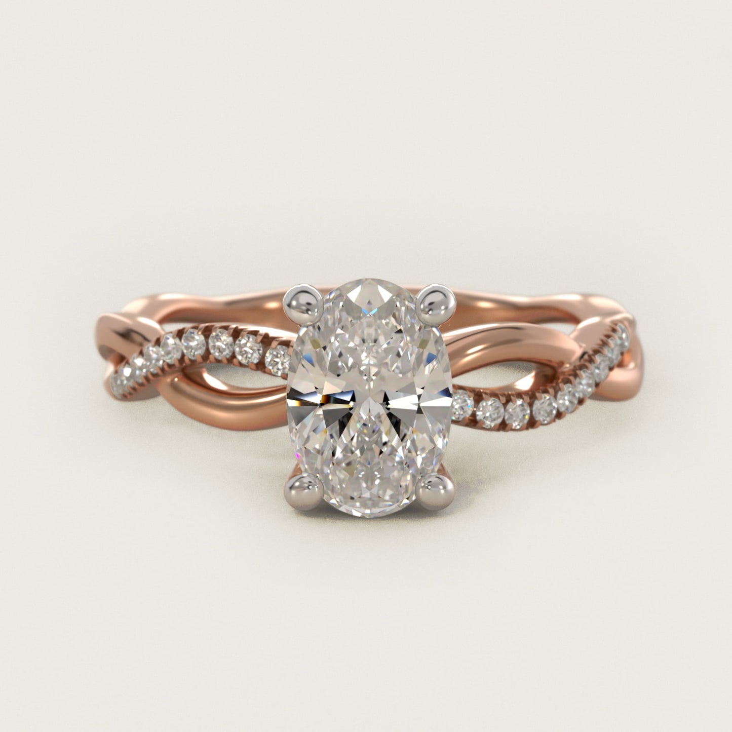Solo Infinity Diamond PavŽ Engagement Ring In 14K Rose Gold By James Allen - Oval Center