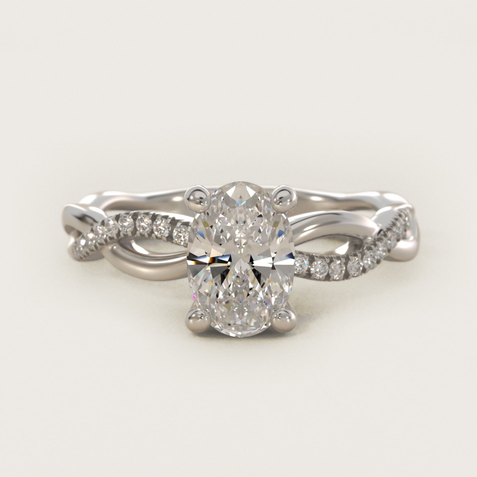 Solo Infinity Diamond PavŽ Engagement Ring In 14K White Gold By James Allen - Oval Center