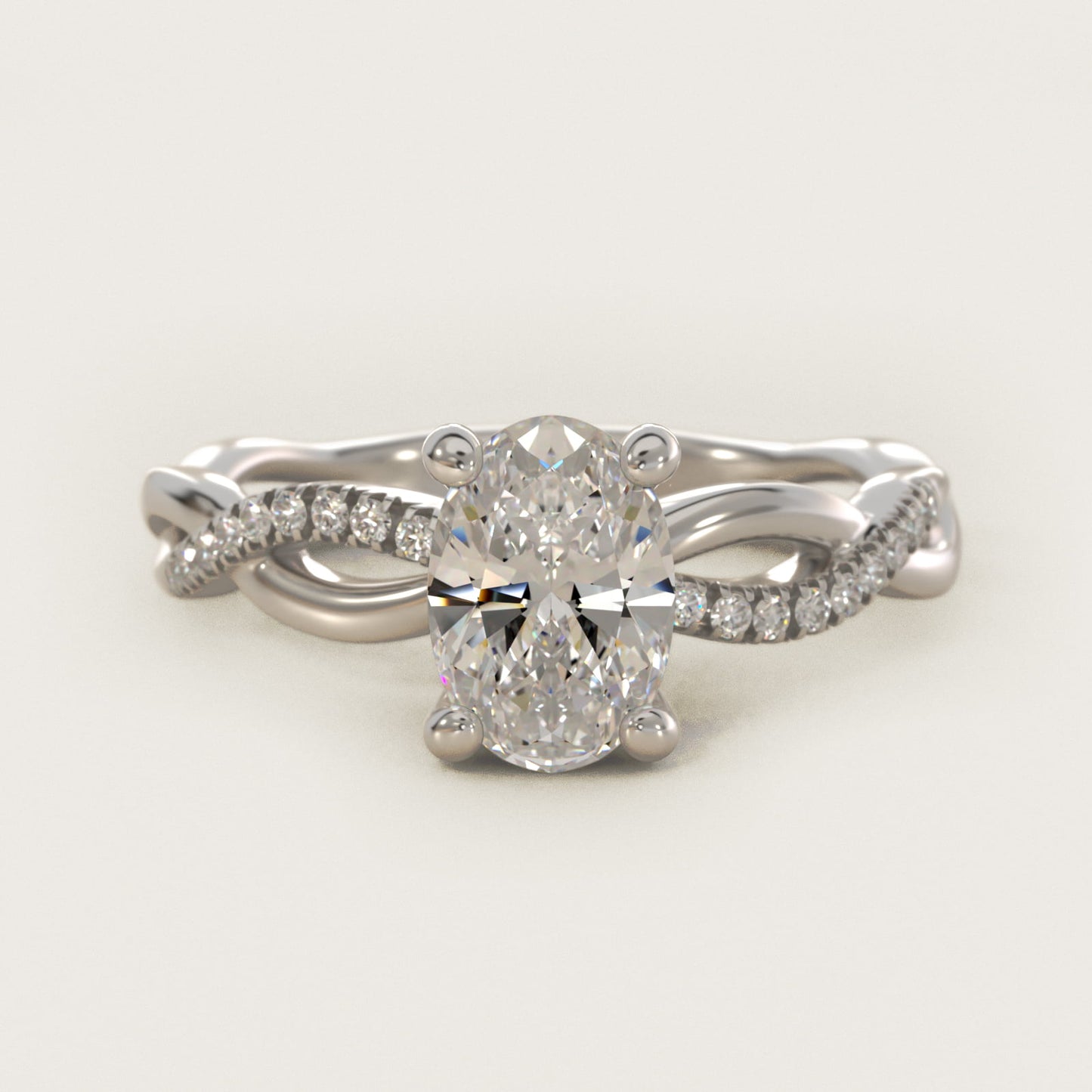 Solo Infinity Diamond PavŽ Engagement Ring In 18k White Gold By James Allen - Oval Center