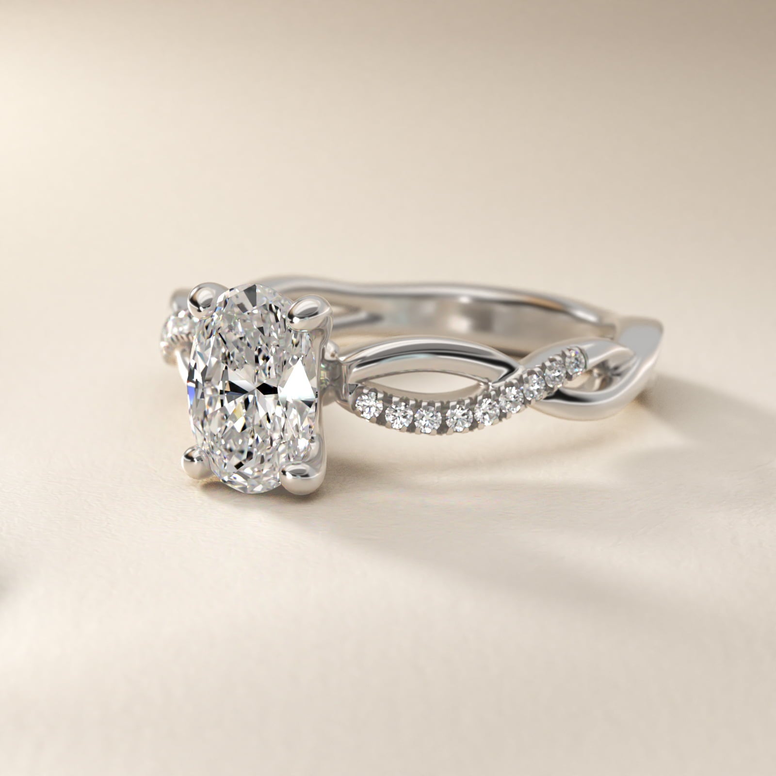 Solo Infinity Diamond PavŽ Engagement Ring In 18k White Gold By James Allen - Oval Center