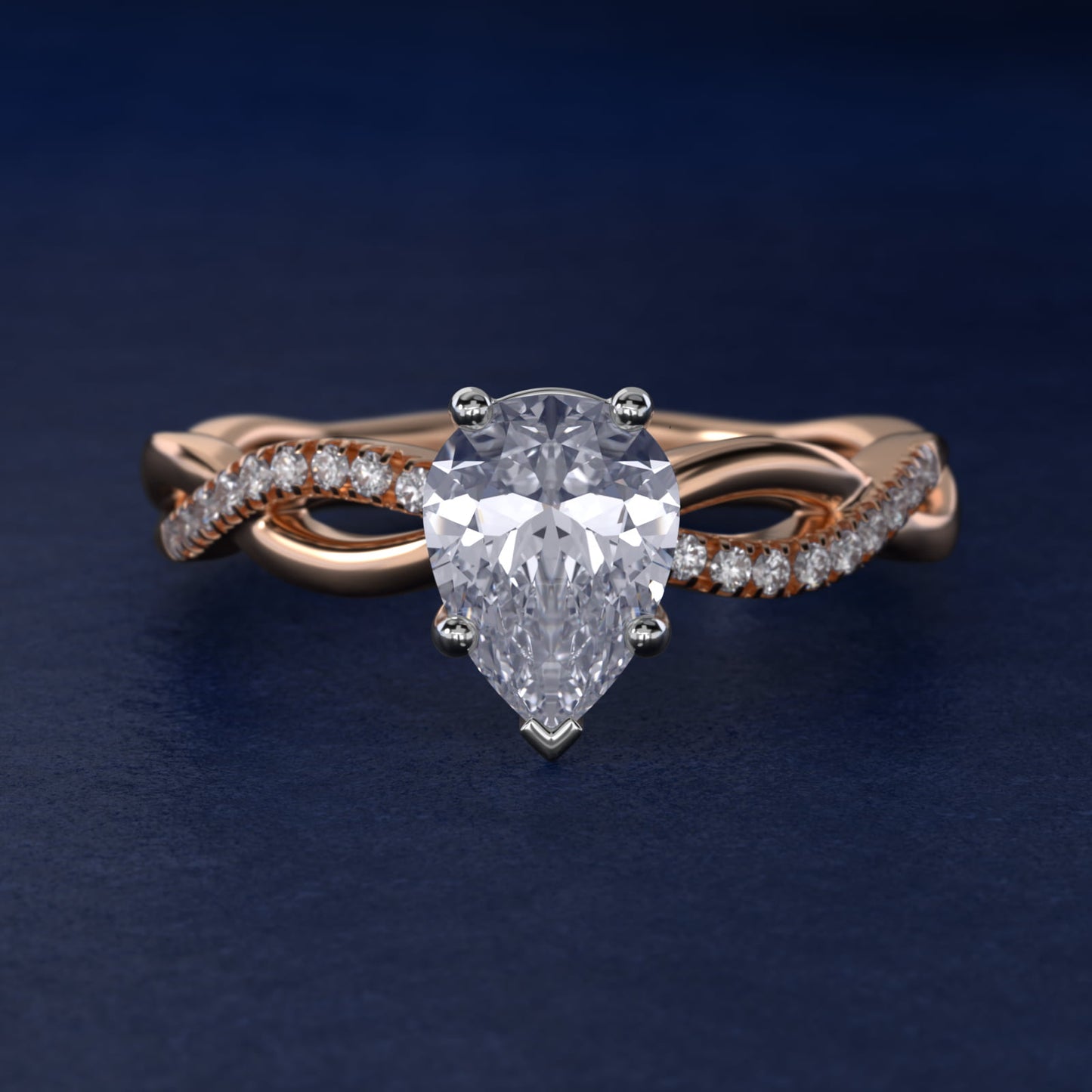 Solo Infinity Diamond PavŽ Engagement Ring In 18k Rose Gold By James Allen - Pear Center