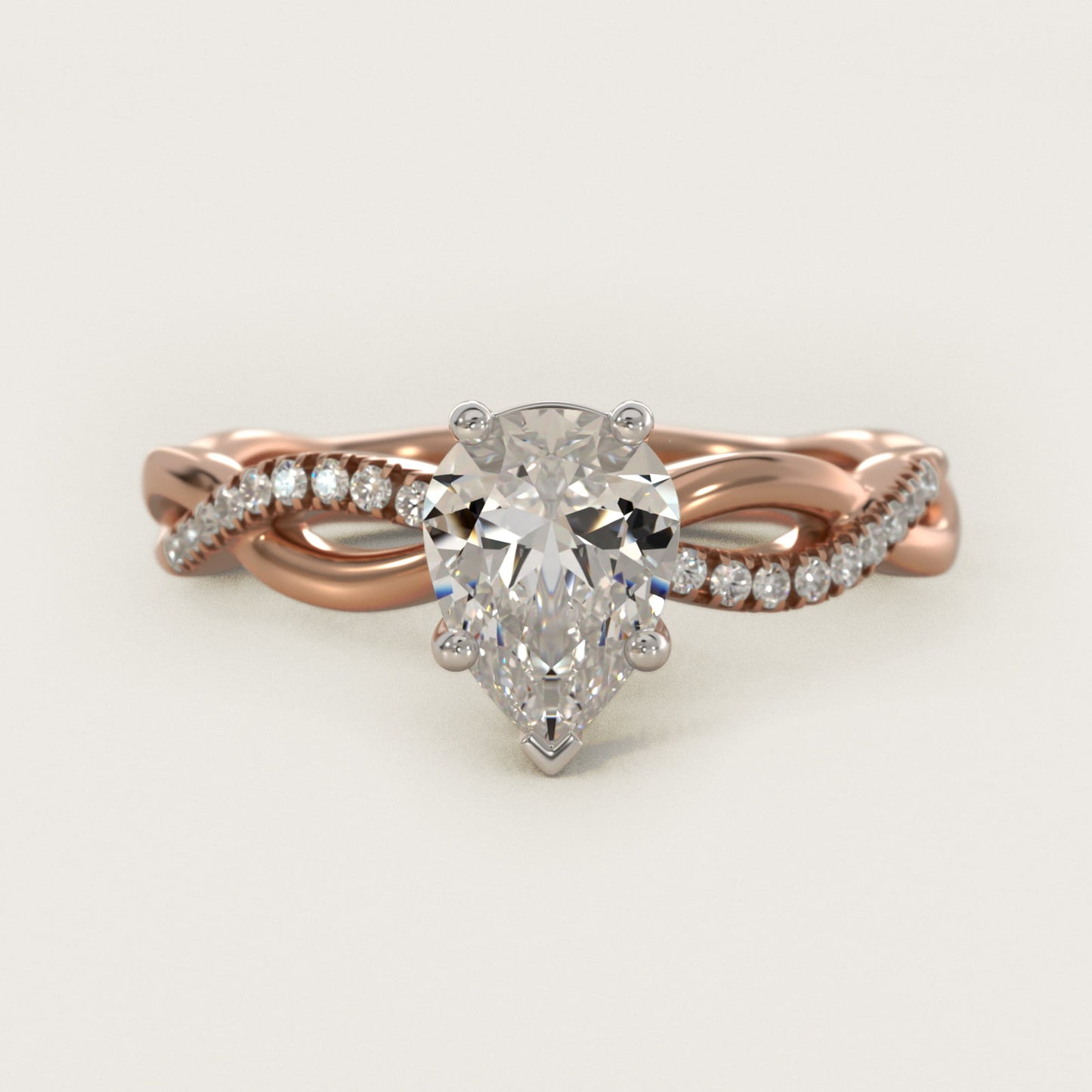Solo Infinity Diamond PavŽ Engagement Ring In 14K Rose Gold By James Allen - Pear Center
