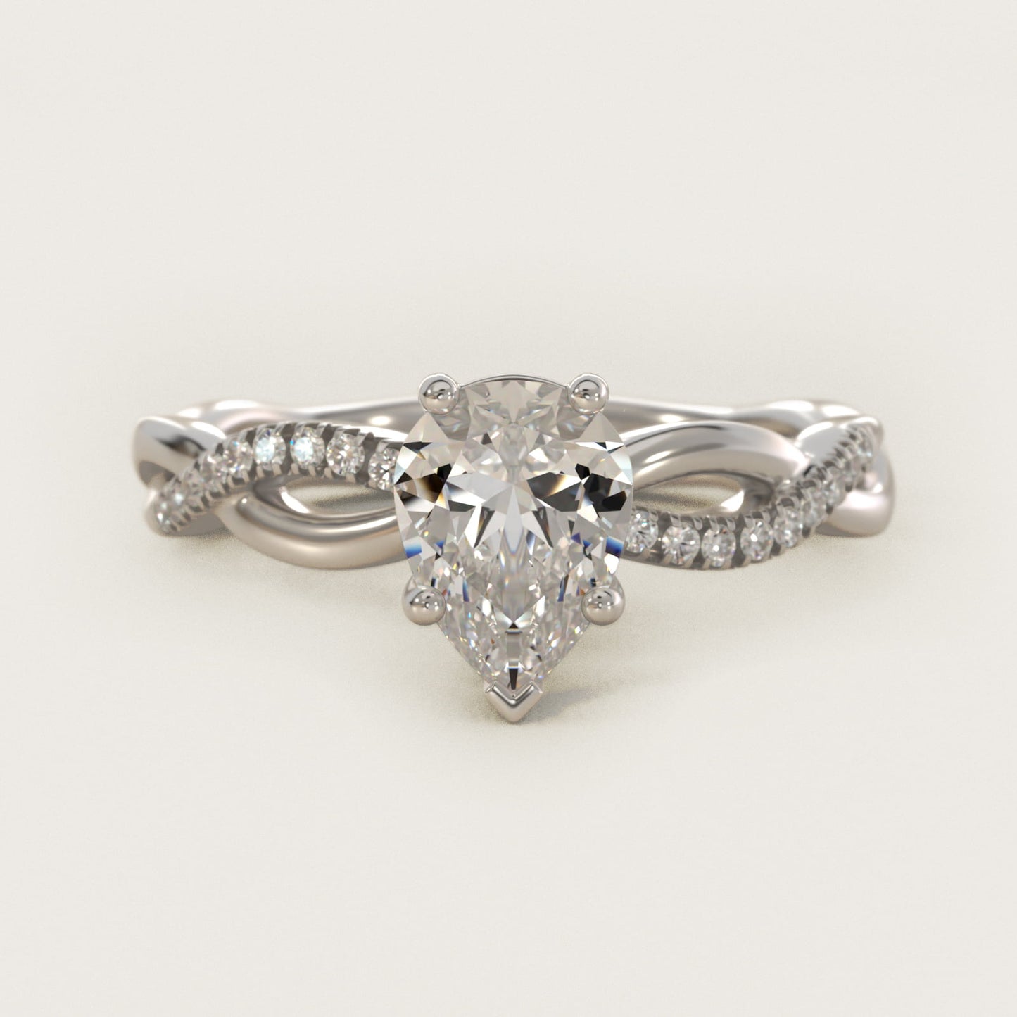 Solo Infinity Diamond PavŽ Engagement Ring In 18k White Gold By James Allen - Pear Center