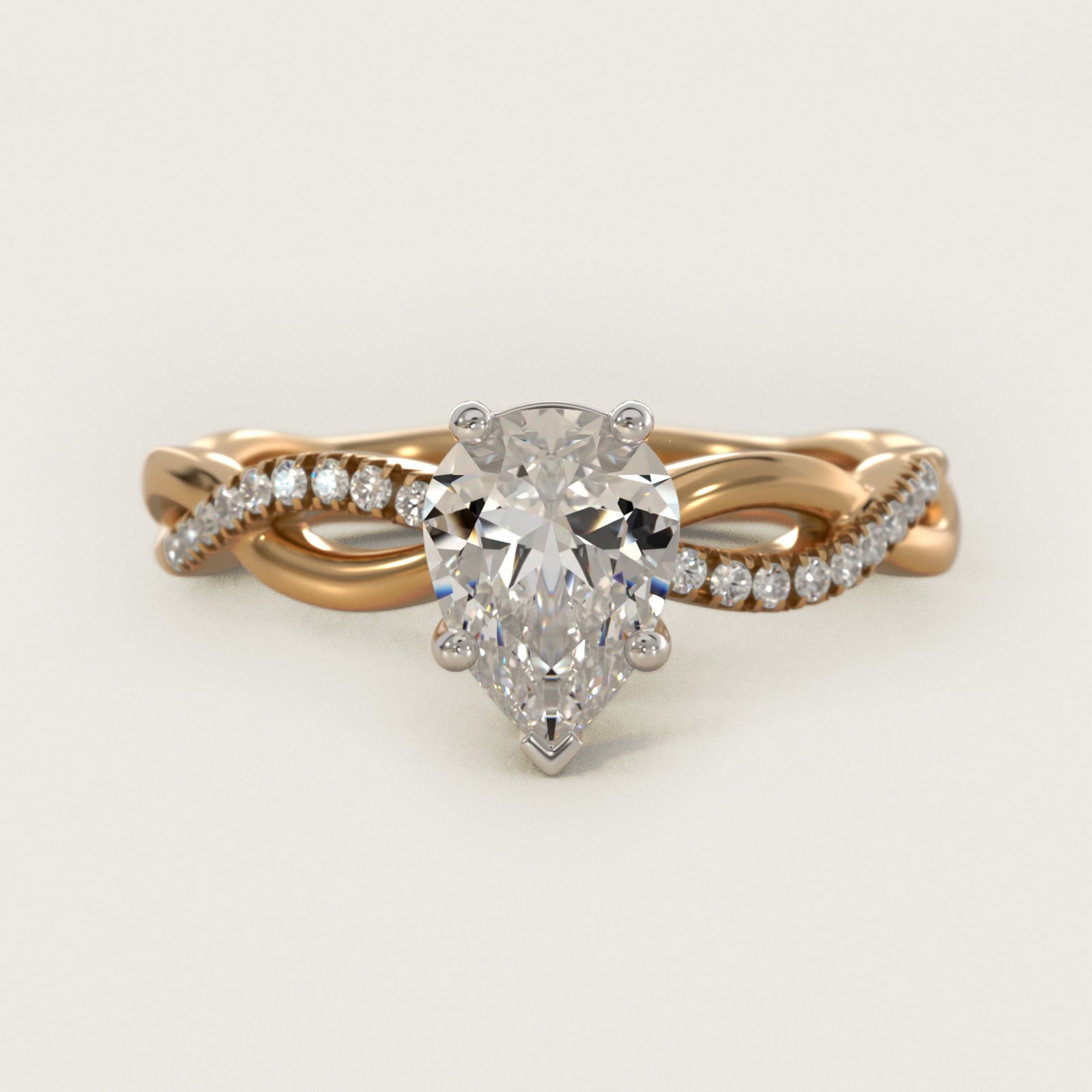 Solo Infinity Diamond PavŽ Engagement Ring In 18k Yellow Gold By James Allen - Pear Center
