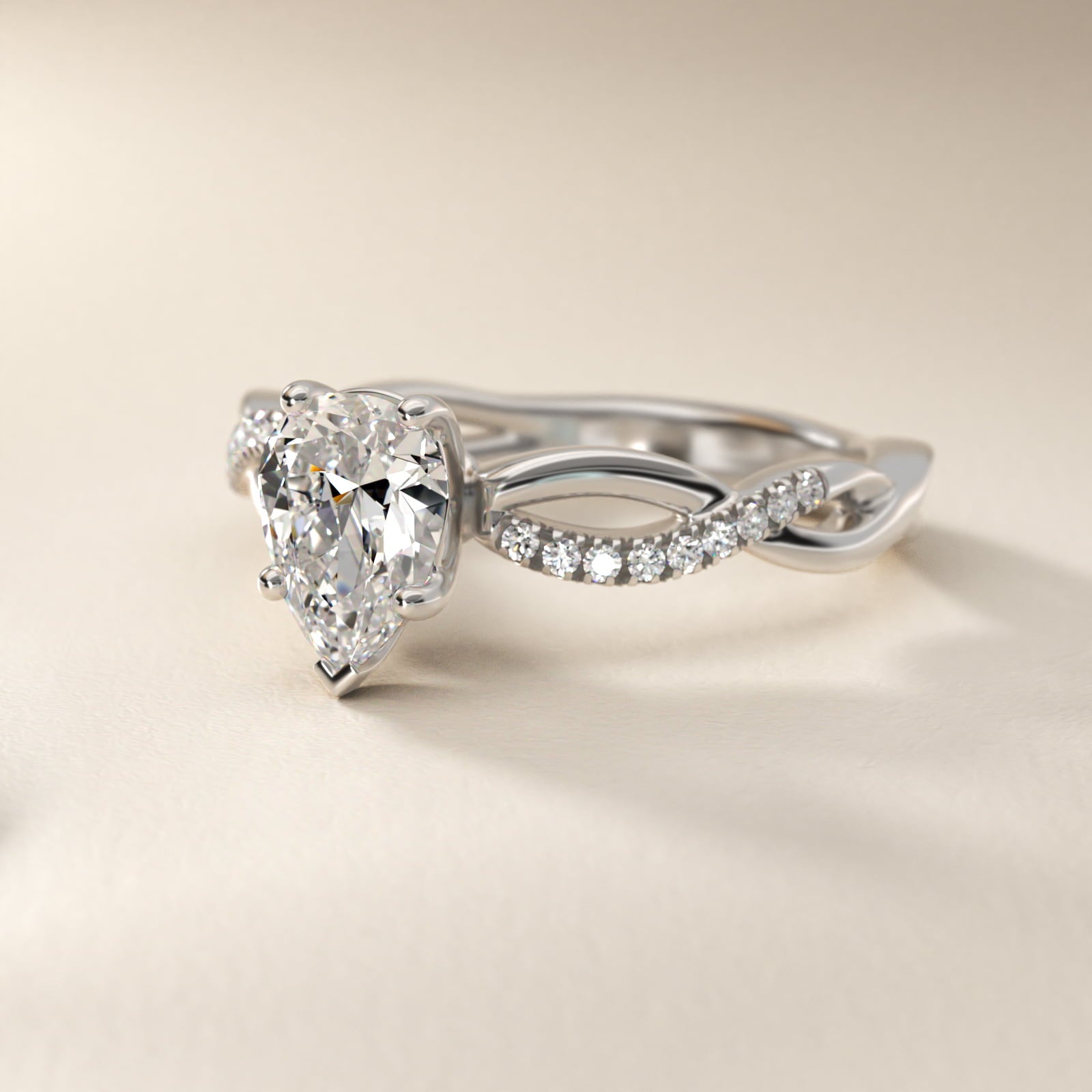 Solo Infinity Diamond PavŽ Engagement Ring In Platinum By James Allen - Pear Center