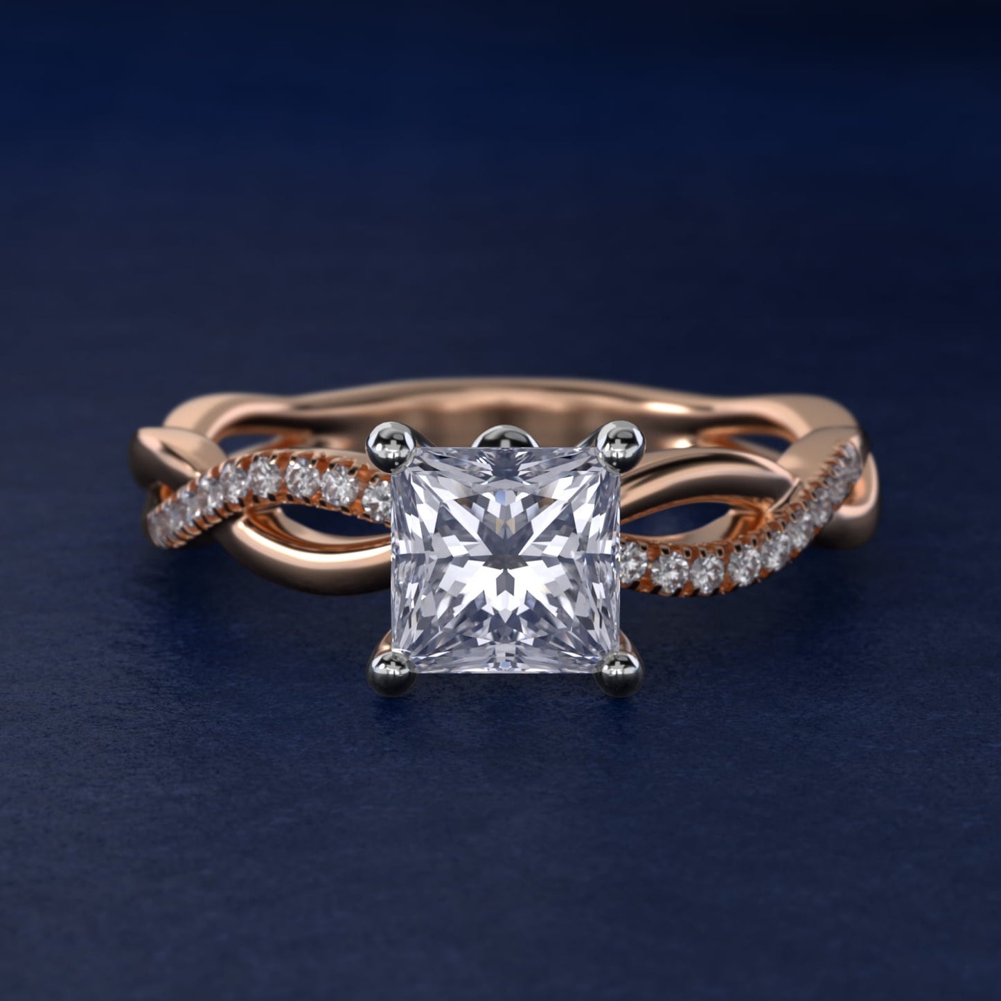 Solo Infinity Diamond PavŽ Engagement Ring In 18k Rose Gold By James Allen - Princess Center