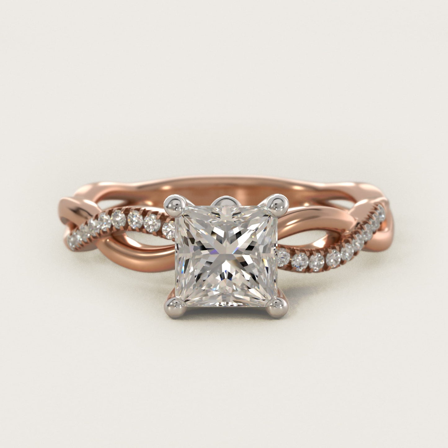 Solo Infinity Diamond PavŽ Engagement Ring In 14K Rose Gold By James Allen - Princess Center
