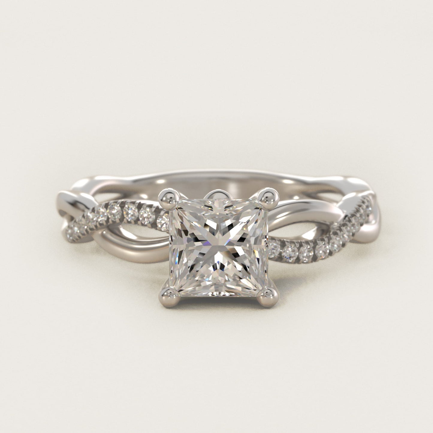 Solo Infinity Diamond PavŽ Engagement Ring In 18k White Gold By James Allen - Princess Center
