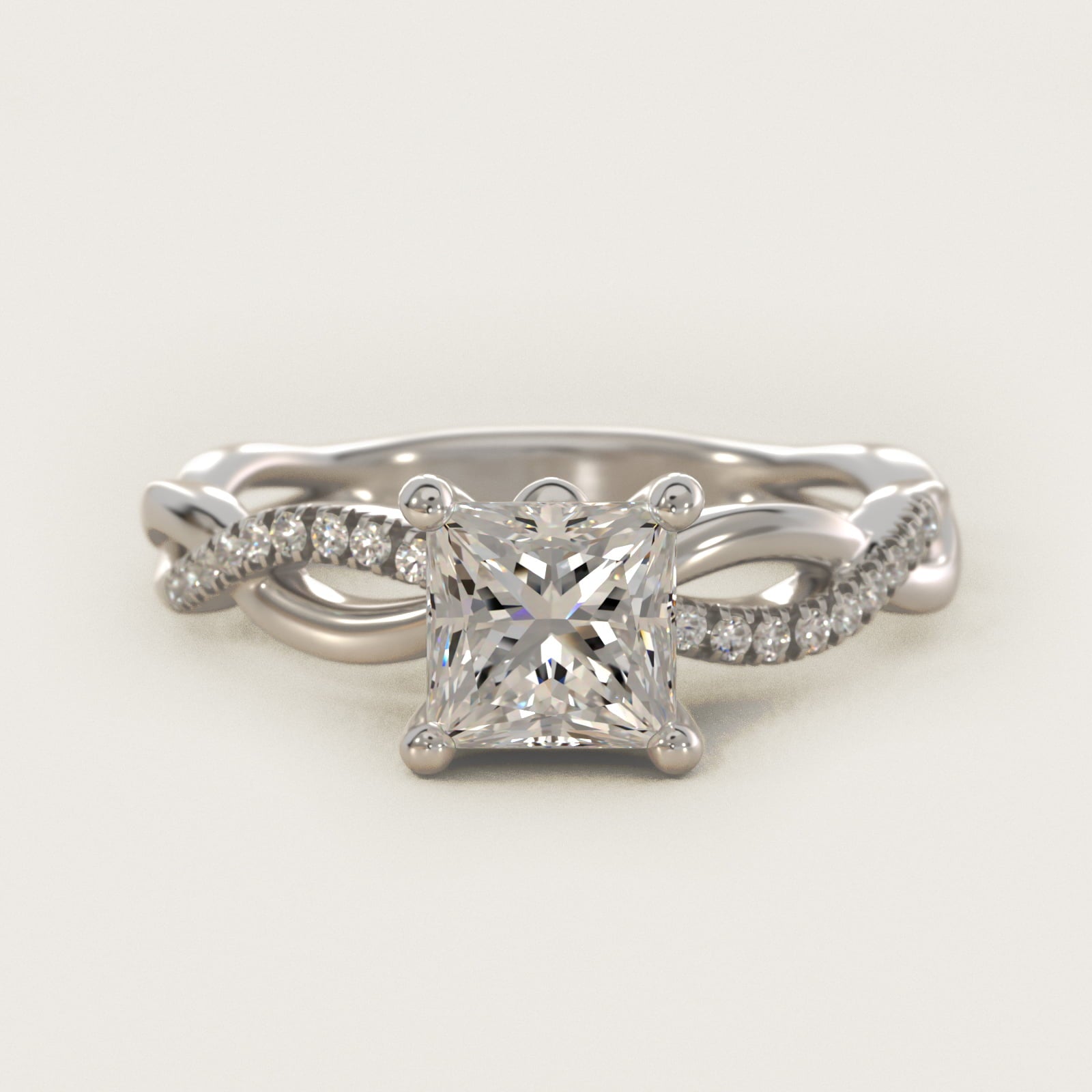 Solo Infinity Diamond PavŽ Engagement Ring In 18k White Gold By James Allen - Princess Center