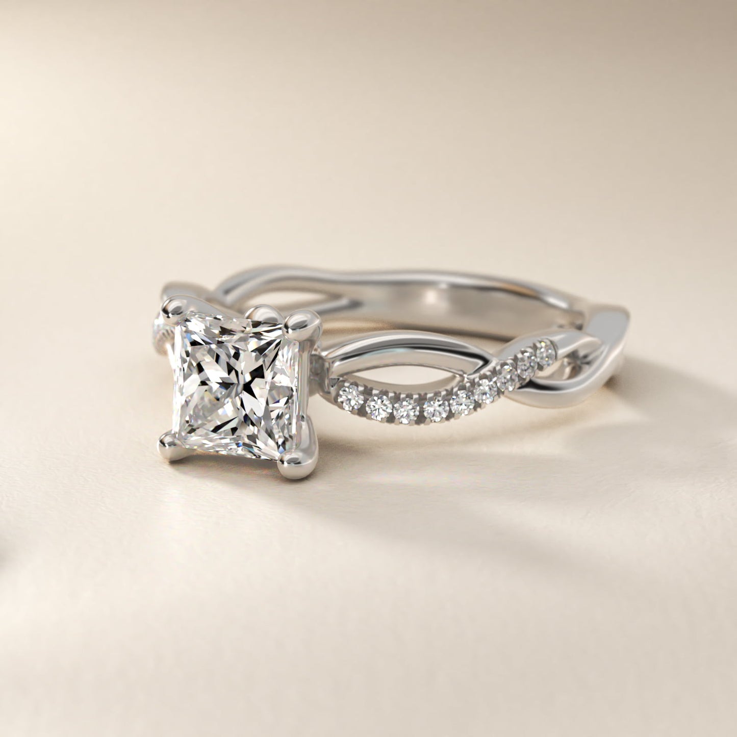 Solo Infinity Diamond PavŽ Engagement Ring In 18k White Gold By James Allen - Princess Center