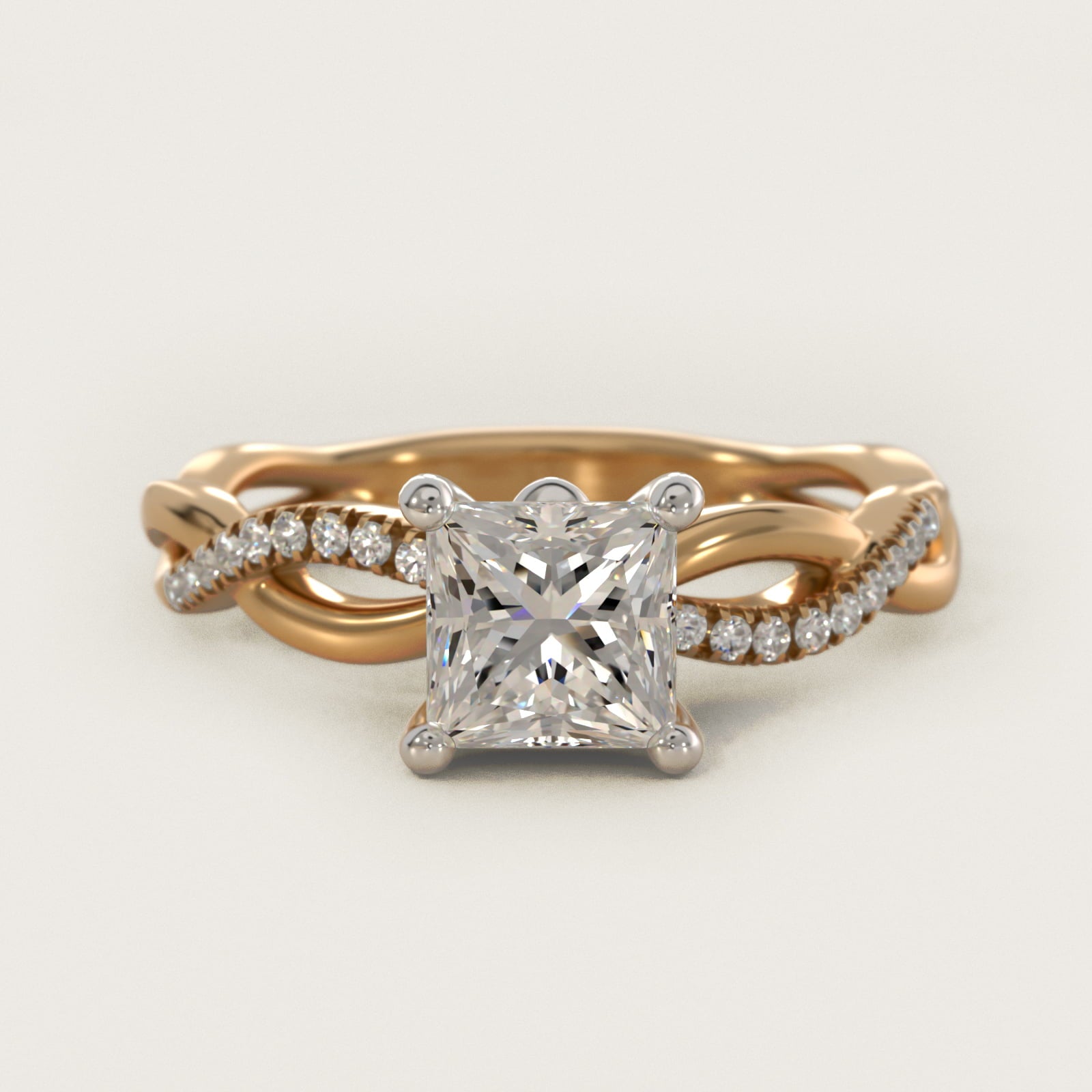 Solo Infinity Diamond PavŽ Engagement Ring In 14K Yellow Gold By James Allen - Princess Center