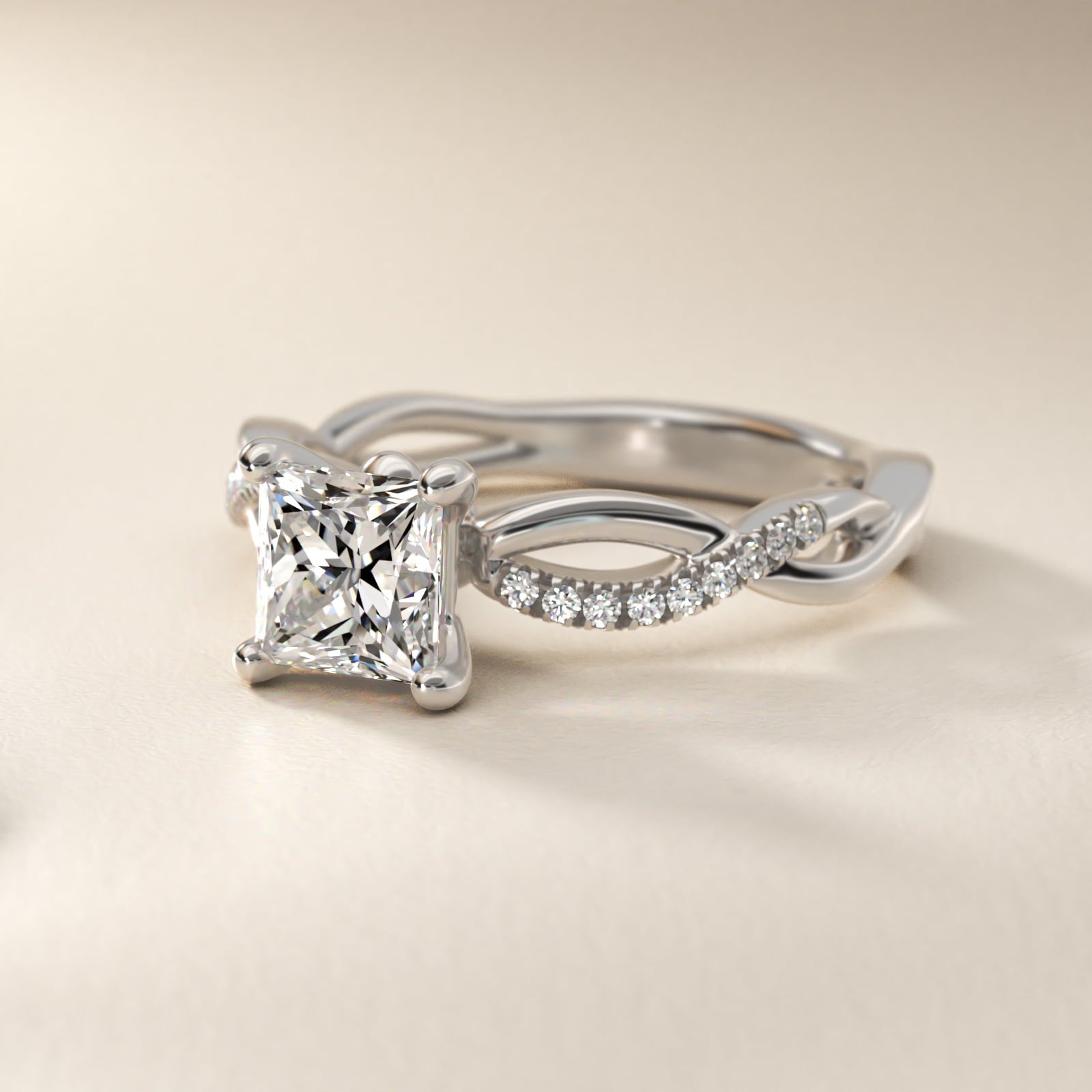 Solo Infinity Diamond PavŽ Engagement Ring In Platinum By James Allen - Princess Center