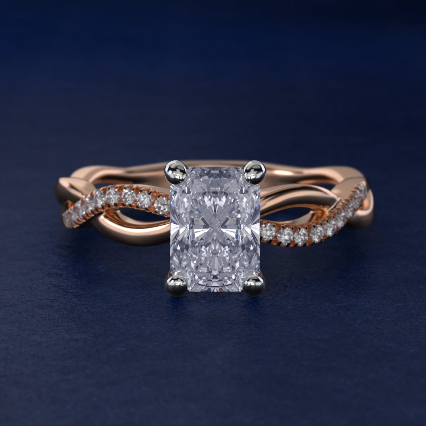 Solo Infinity Diamond PavŽ Engagement Ring In 14K Rose Gold By James Allen - Radiant Center