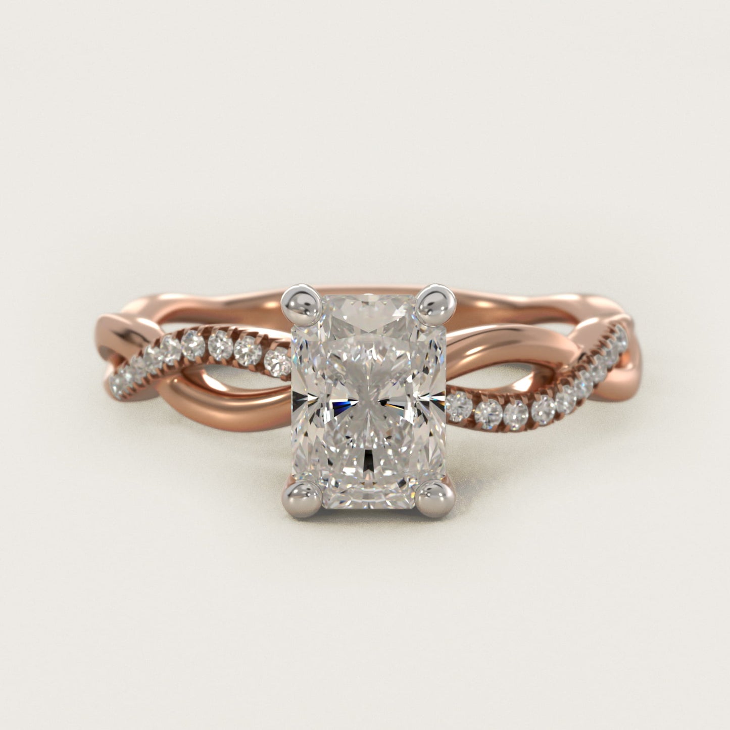Solo Infinity Diamond PavŽ Engagement Ring In 18k Rose Gold By James Allen - Radiant Center
