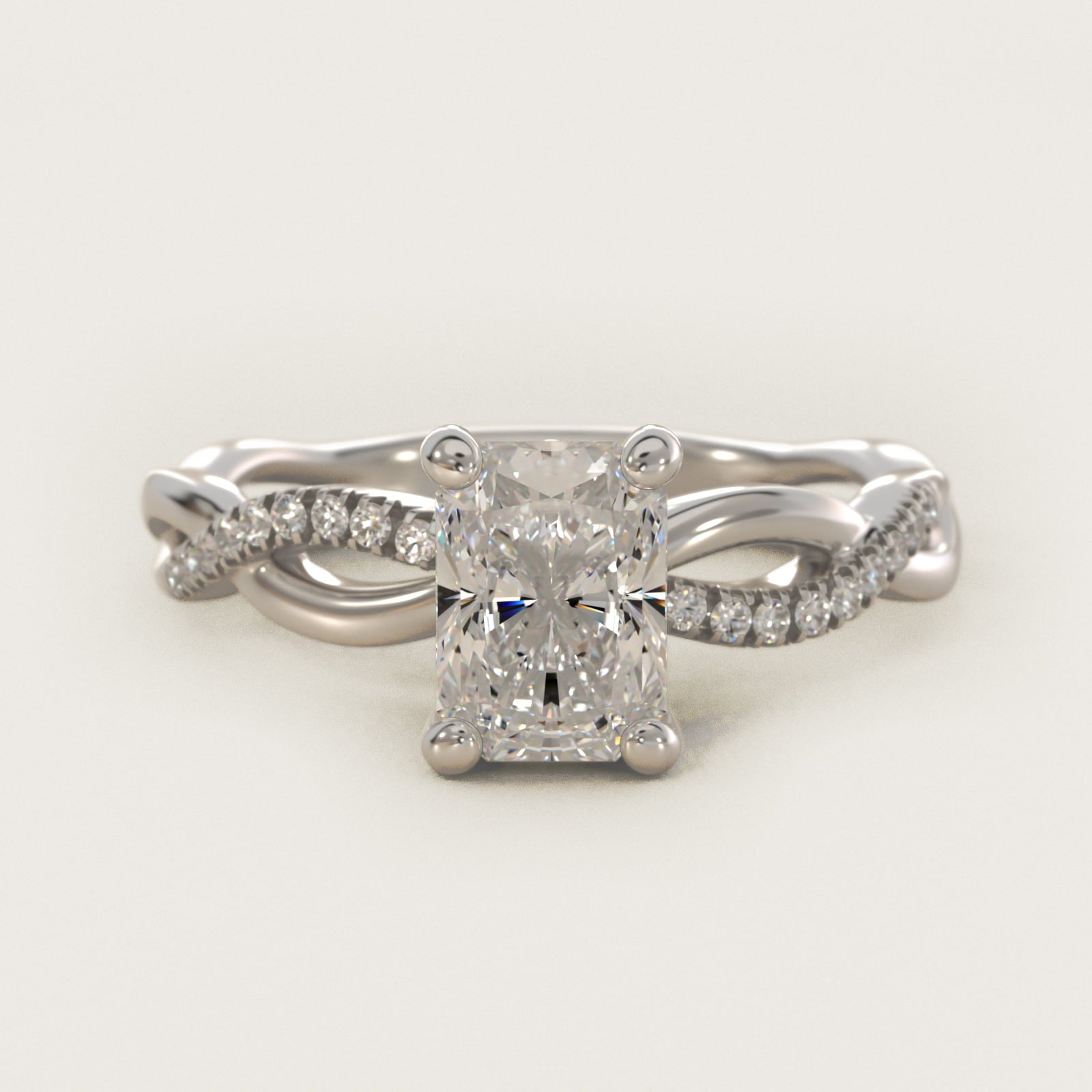 Solo Infinity Diamond PavŽ Engagement Ring In 18k White Gold By James Allen - Radiant Center