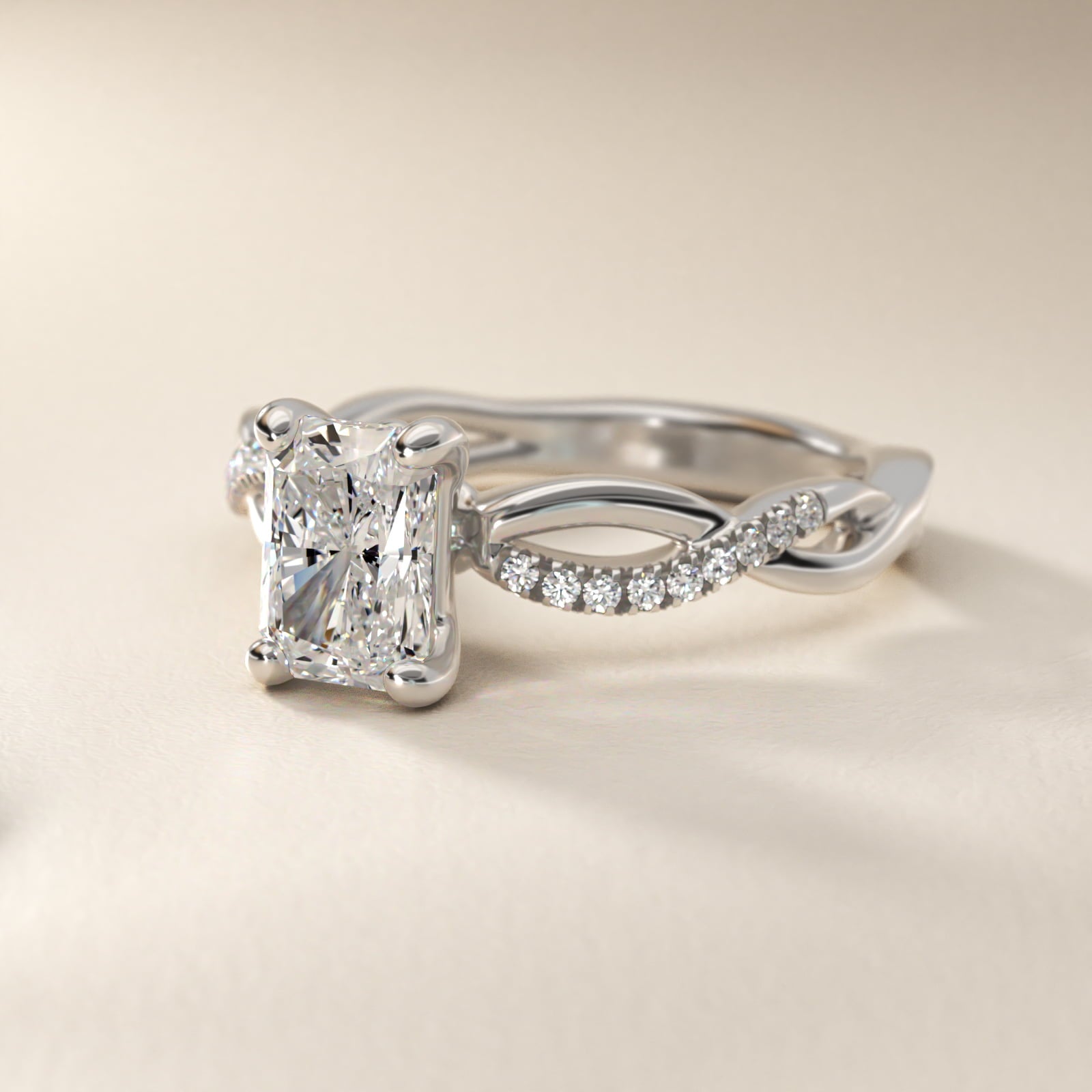 Solo Infinity Diamond PavŽ Engagement Ring In 14K White Gold By James Allen - Radiant Center