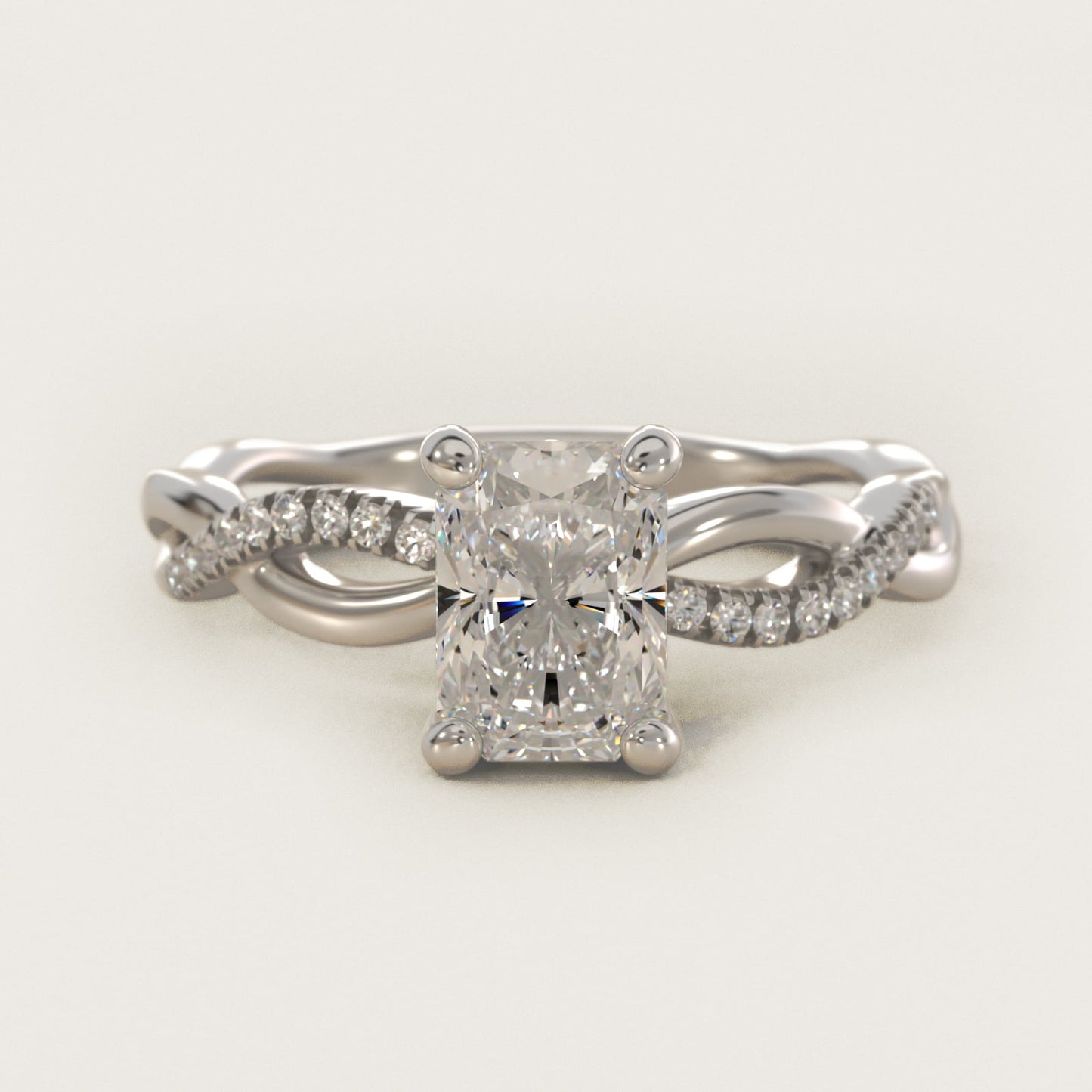 Solo Infinity Diamond PavŽ Engagement Ring In Platinum By James Allen - Radiant Center