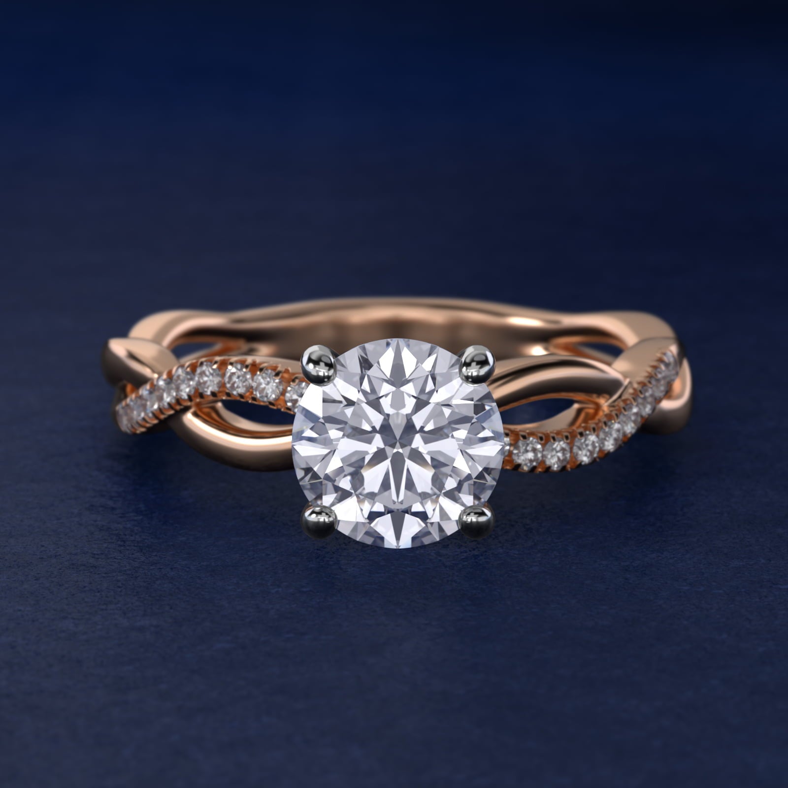 Solo Infinity Diamond PavŽ Engagement Ring In 18k Rose Gold By James Allen - Round Center