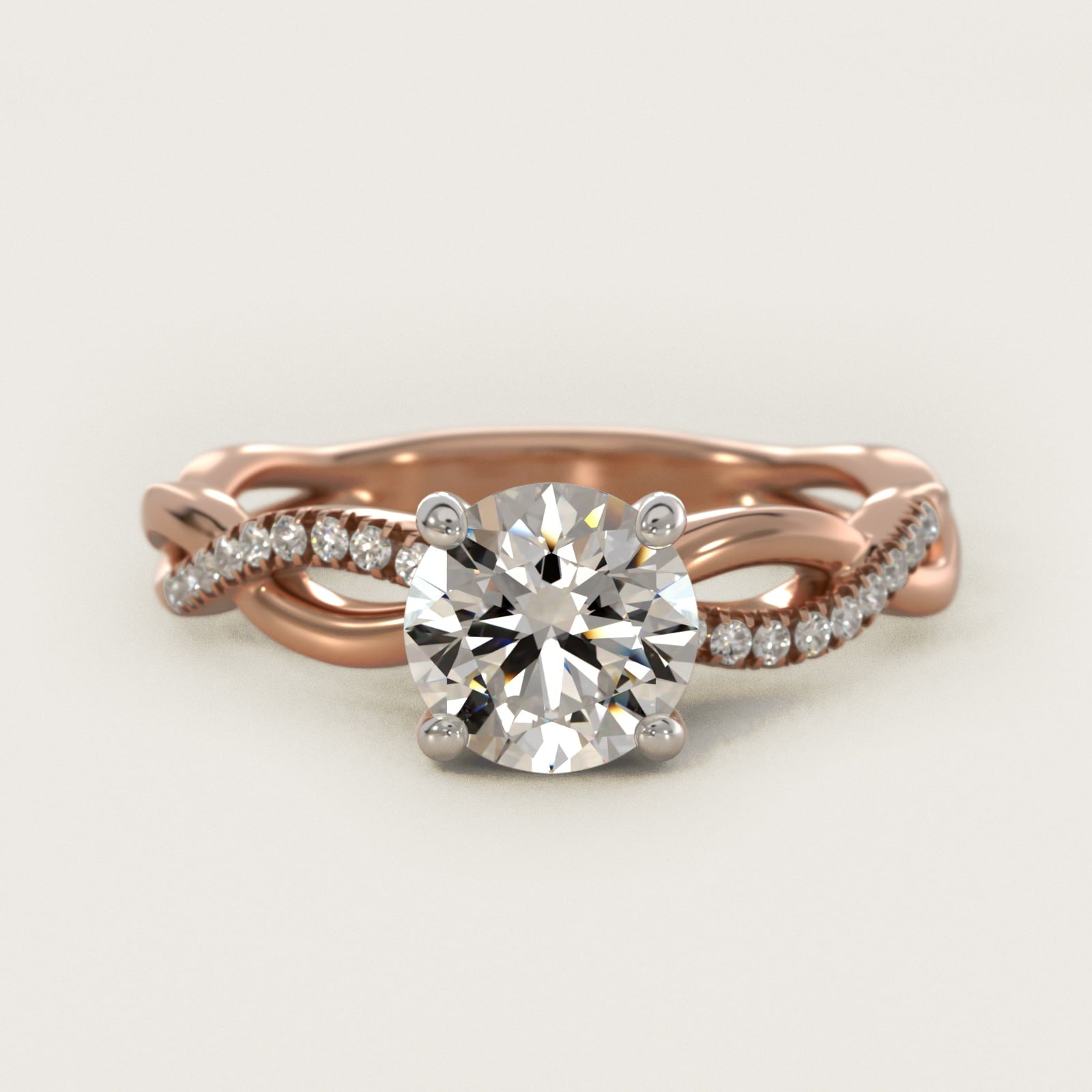Solo Infinity Diamond PavŽ Engagement Ring In 18k Rose Gold By James Allen - Round Center