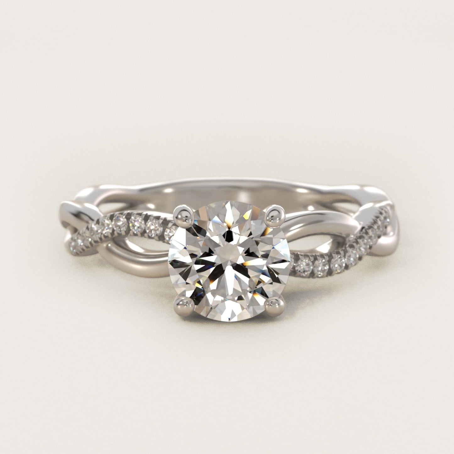 Solo Infinity Diamond PavŽ Engagement Ring In 14K White Gold By James Allen - Round Center