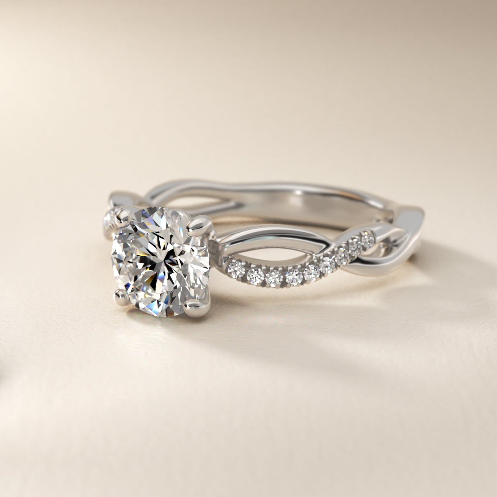 Solo Infinity Diamond PavŽ Engagement Ring In 14K White Gold By James Allen - Round Center