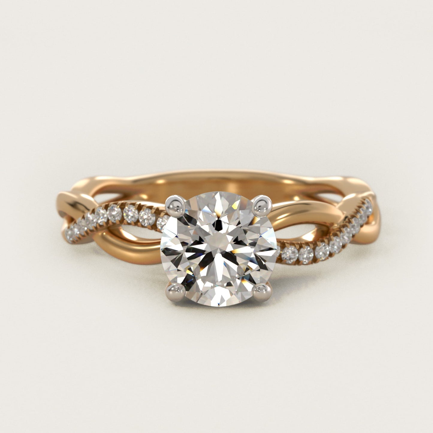 Solo Infinity Diamond PavŽ Engagement Ring In 18k Yellow Gold By James Allen - Round Center