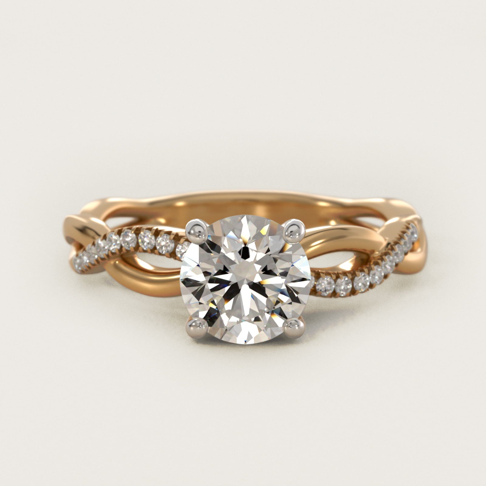 Solo Infinity Diamond PavŽ Engagement Ring In 18k Yellow Gold By James Allen - Round Center