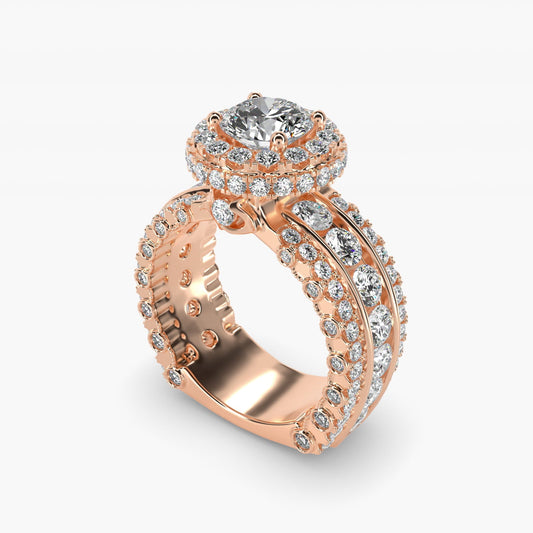 Sophia Triple Row Diamond Rollover Halo in 18k Rose Gold (2.95 ct. tw.) By Bella Vaughan - Round Center