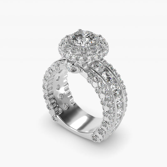 Sophia Triple Row Diamond Rollover Halo in 14k White Gold (2.95 ct. tw.) By Bella Vaughan - Round Center