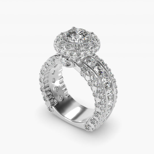 Sophia Triple Row Diamond Rollover Halo in Platinum (2.95 ct. tw.) By Bella Vaughan - Round Center