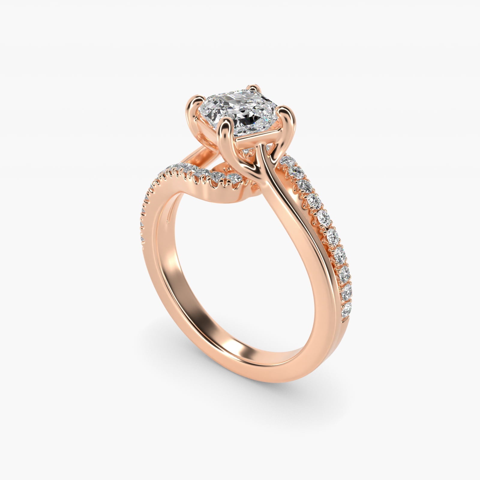 Spiral Pav? Engagement Ring in 18k Rose Gold (1/5 ct. tw.) - Asscher Center