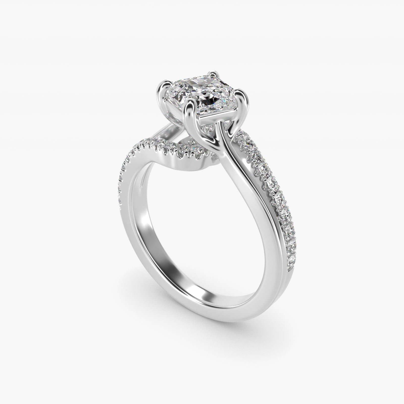 Spiral PavŽ Engagement Ring in 14k White Gold (1/5 ct. tw.) - Asscher Center