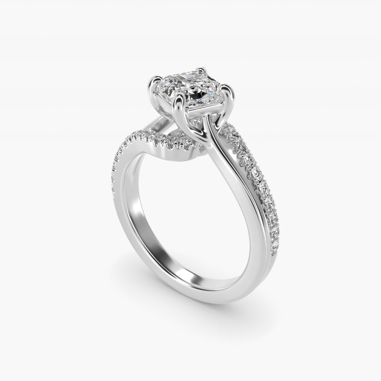 Spiral Pav? Engagement Ring in 18k White Gold (1/5 ct. tw.) - Asscher Center