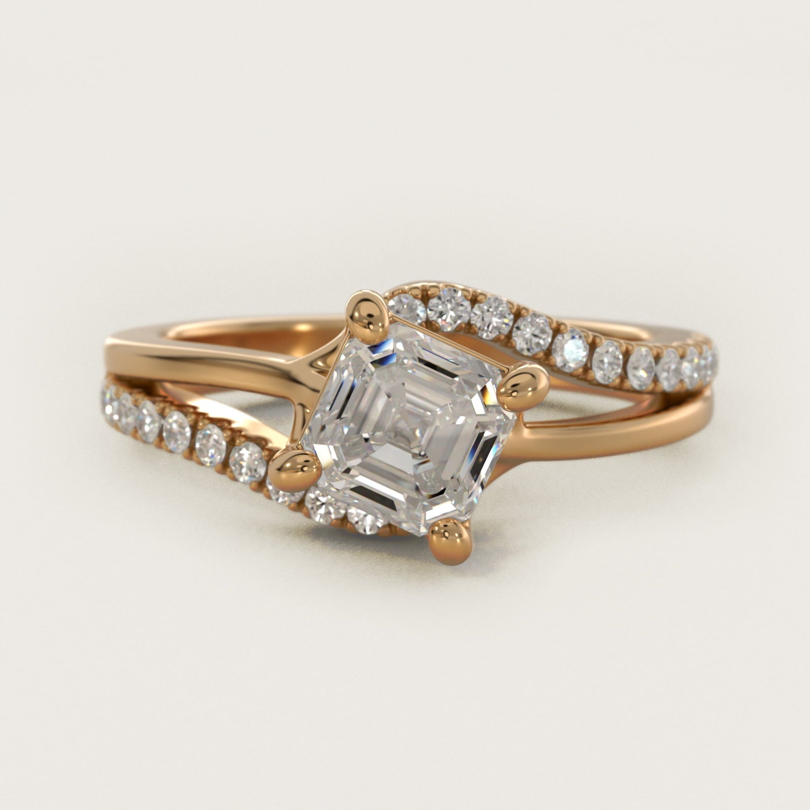 Spiral Pav? Engagement Ring in 18k Yellow Gold (1/5 ct. tw.) - Asscher Center