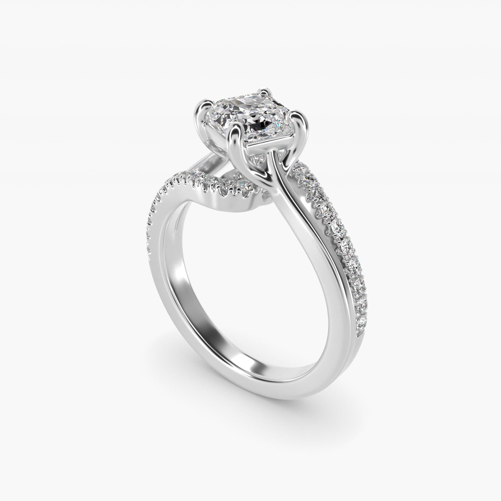 Spiral Pav? Engagement Ring in Platinum (1/5 ct. tw.) - Asscher Center