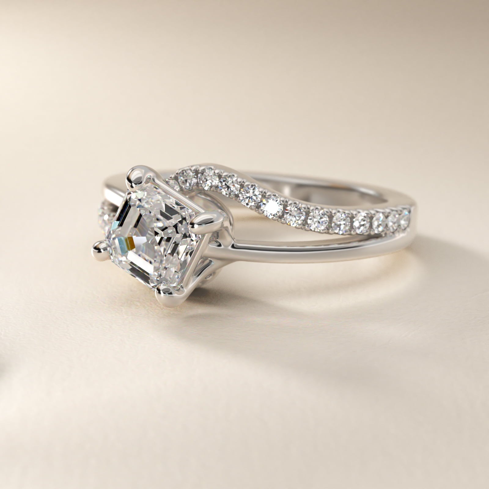 Spiral Pav? Engagement Ring in Platinum (1/5 ct. tw.) - Asscher Center