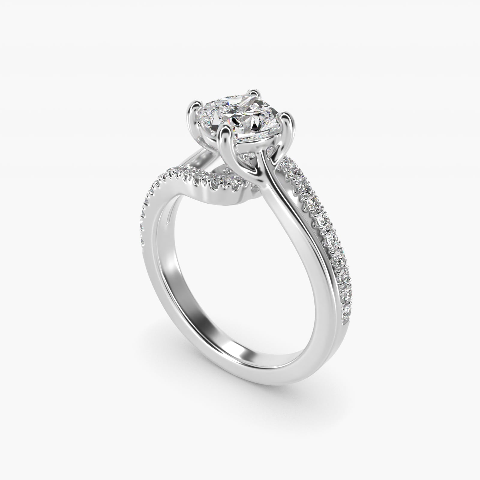 Spiral Pav? Engagement Ring in Platinum (1/5 ct. tw.) - Cushion Center