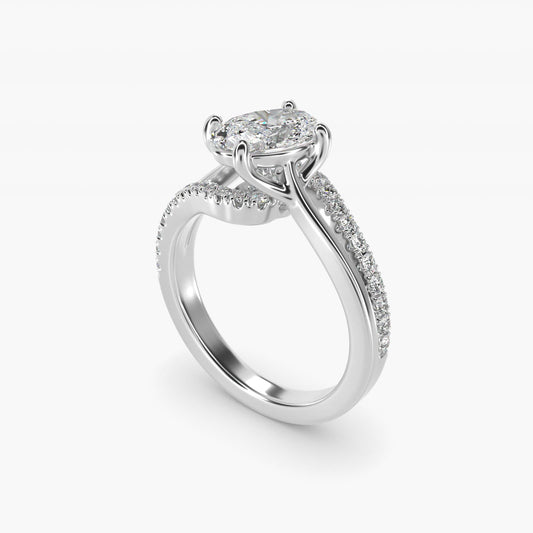 Spiral Pav? Engagement Ring in Platinum (1/5 ct. tw.) - Oval Center