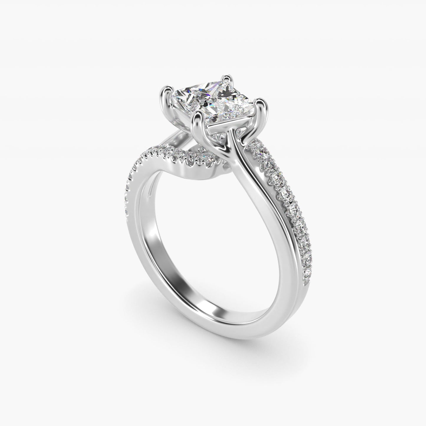 Spiral Pav? Engagement Ring in 18k White Gold (1/5 ct. tw.) - Princess Center