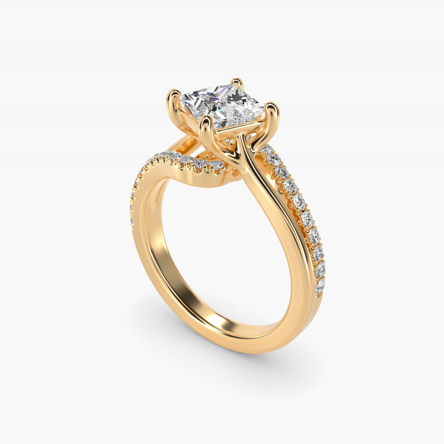 Spiral Pav? Engagement Ring in 18k Yellow Gold (1/5 ct. tw.) - Princess Center