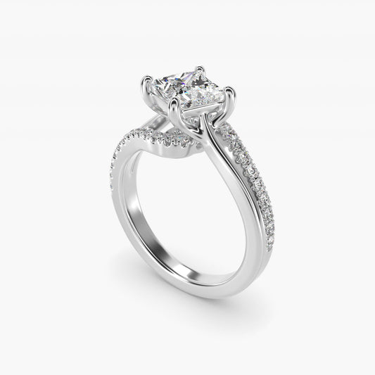 Spiral Pav? Engagement Ring in Platinum (1/5 ct. tw.) - Princess Center