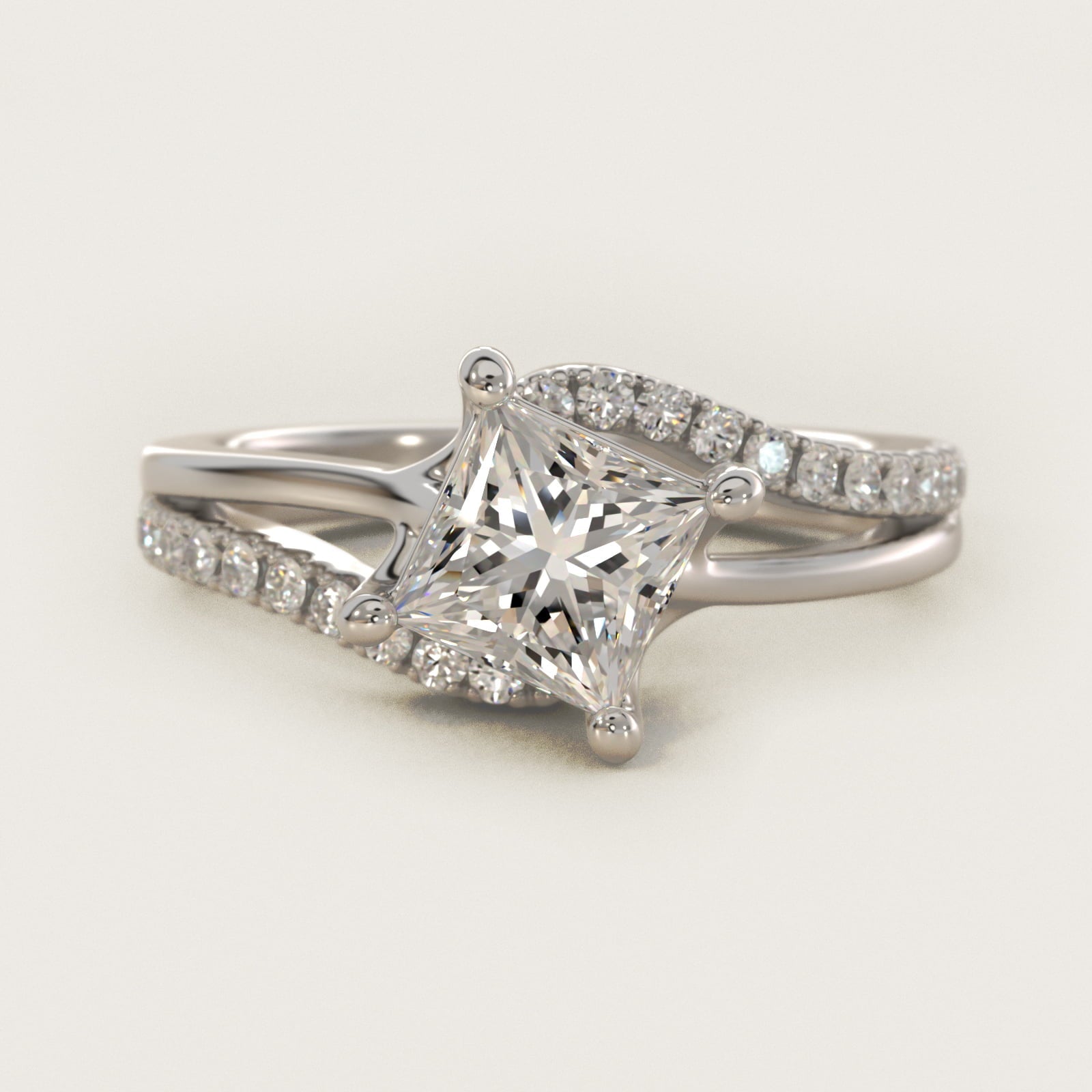 Spiral Pav? Engagement Ring in Platinum (1/5 ct. tw.) - Princess Center