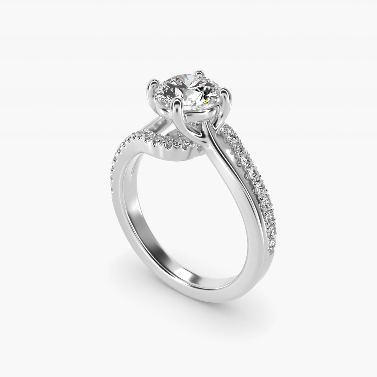 Spiral Pav? Engagement Ring in Platinum (1/5 ct. tw.) - Round Center