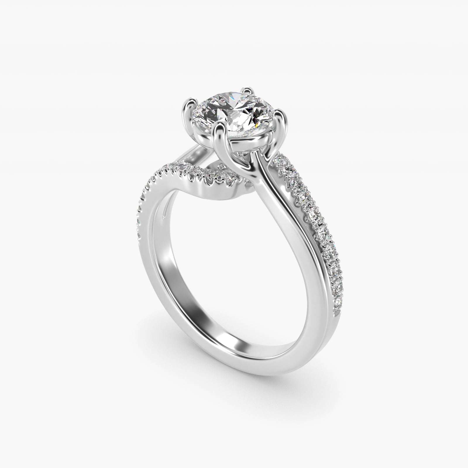 Spiral Pav? Engagement Ring in Platinum (1/5 ct. tw.) - Round Center