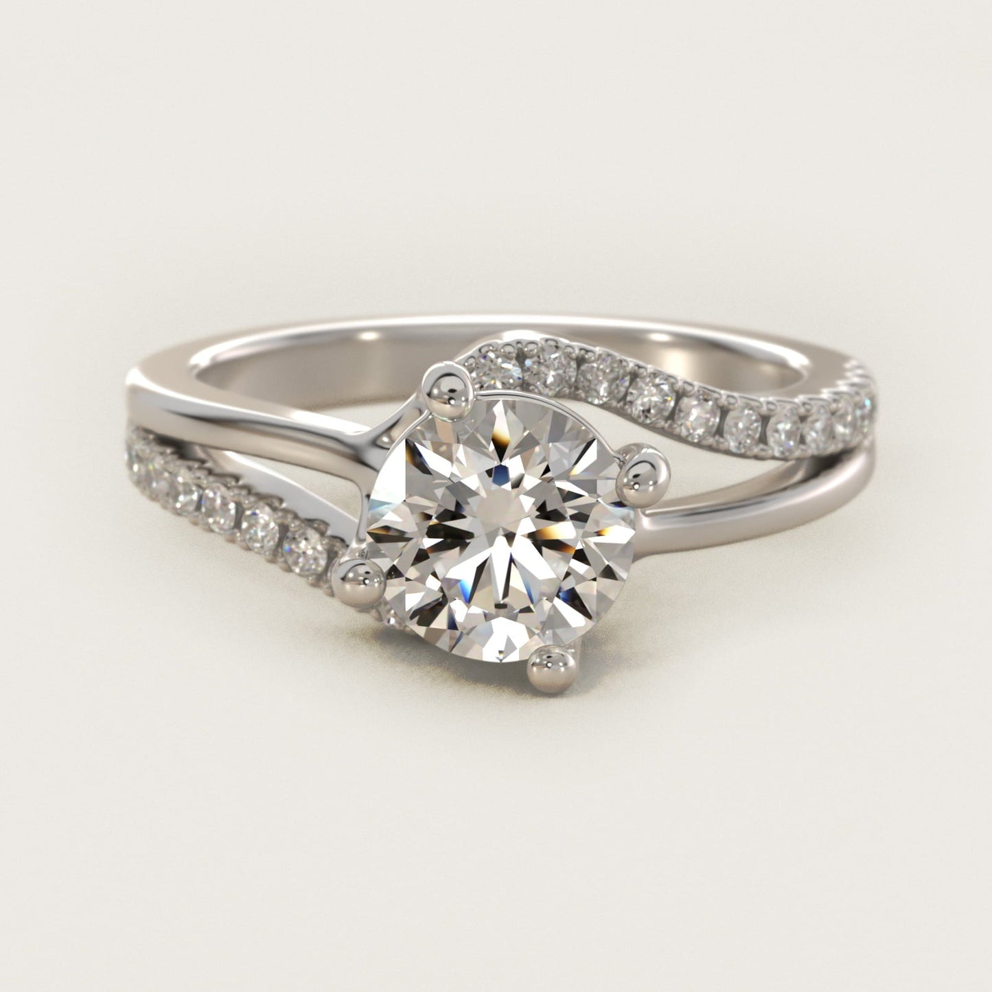 Spiral Pav? Engagement Ring in Platinum (1/5 ct. tw.) - Round Center