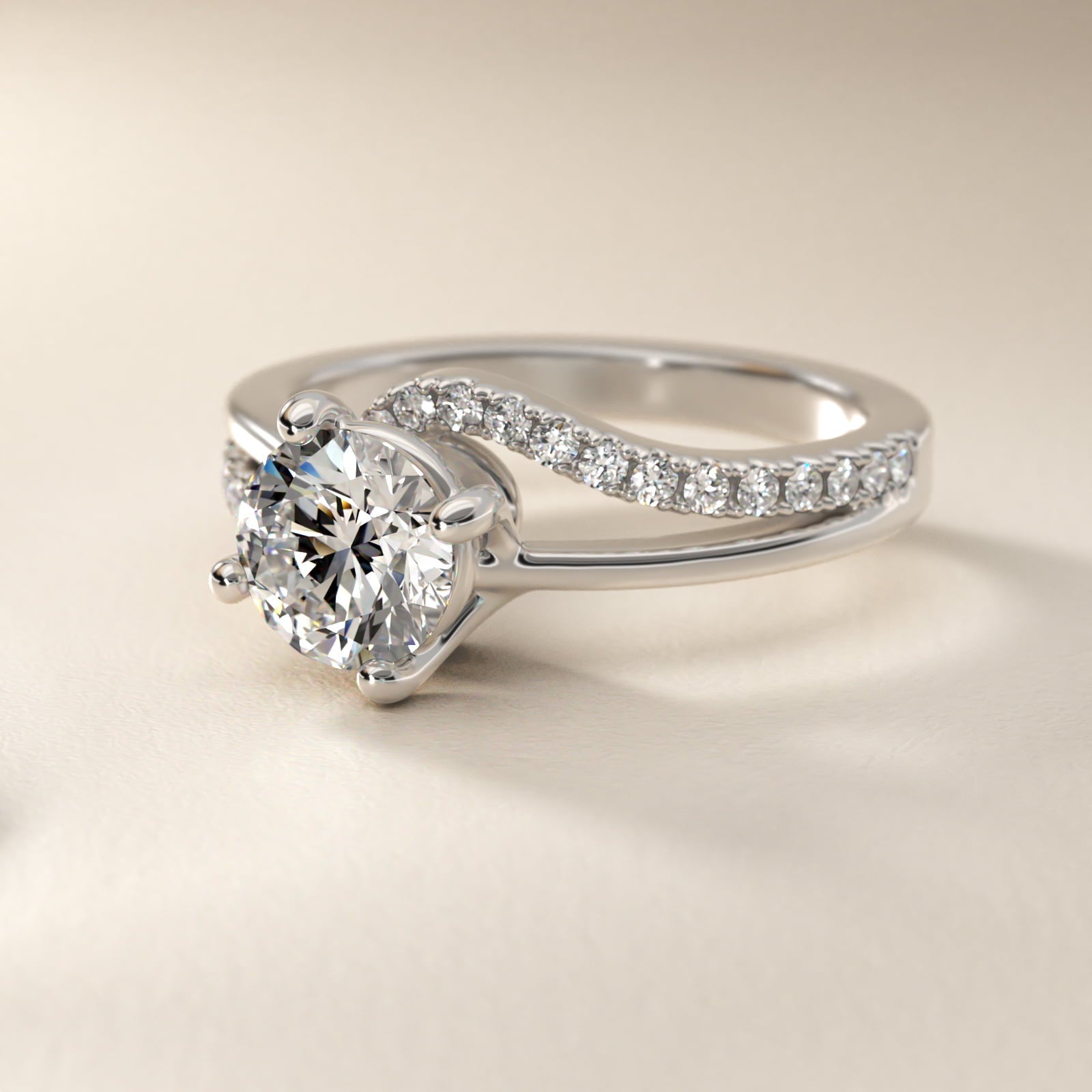 Spiral Pav? Engagement Ring in Platinum (1/5 ct. tw.) - Round Center