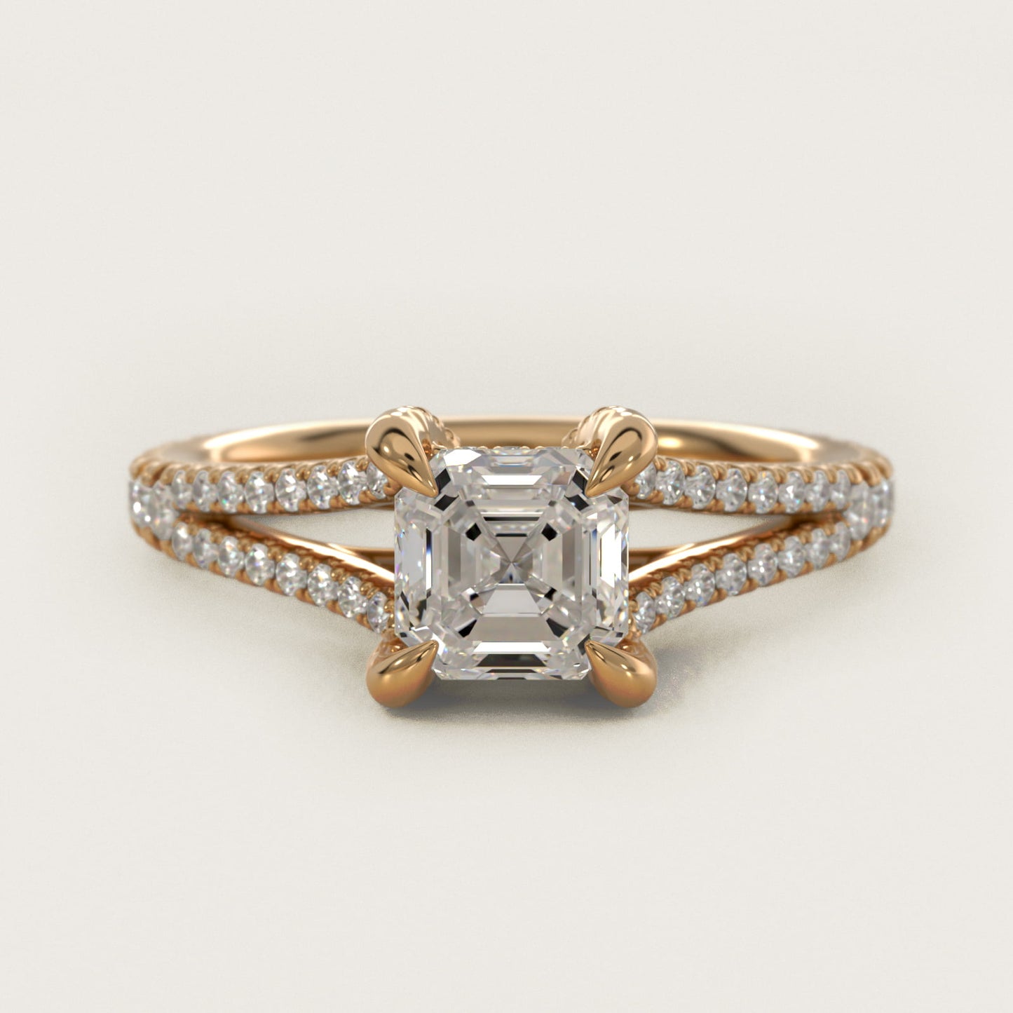 Split-Shank Diamond Engagement Ring in 14K Yellow Gold - Asscher Center