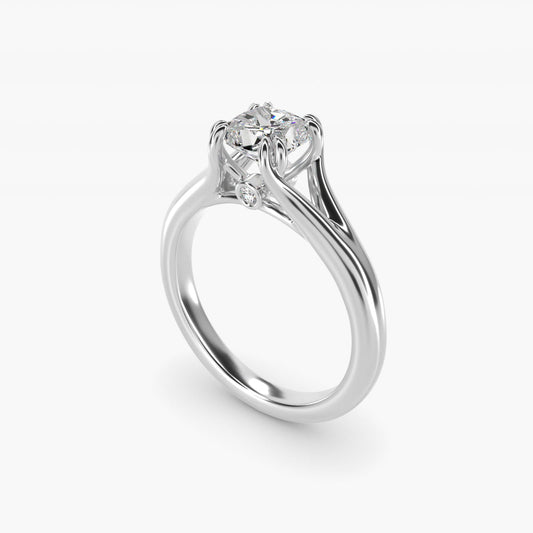 Split Shank Double Claw Solitaire Engagement Ring In 18k White Gold By James Allen - Cushion Center